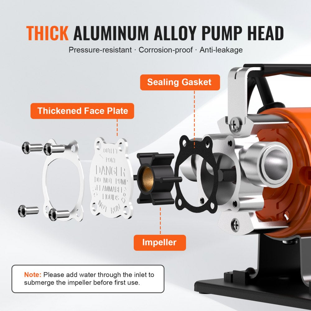 PAS-30A - High Flow 360 GPH Water Transfer Pump with 6ft Hose