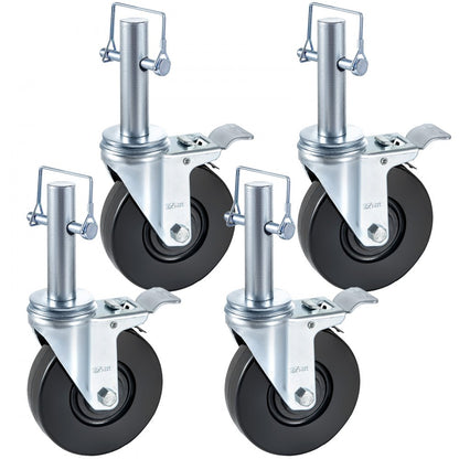 010374936492 - 5'' Heavy-Duty Rubber Scaffolding Wheels with Locking Casters