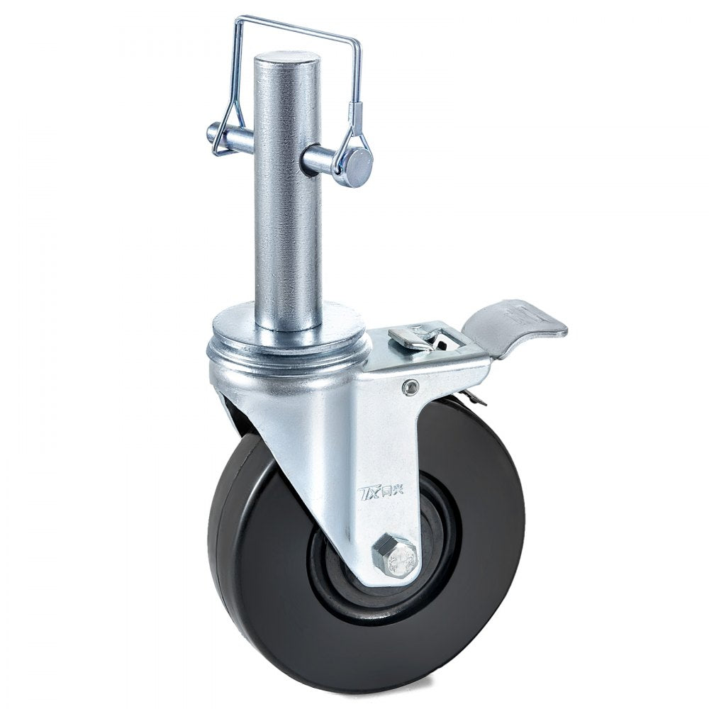 010374936492 - 5'' Heavy-Duty Rubber Scaffolding Wheels with Locking Casters