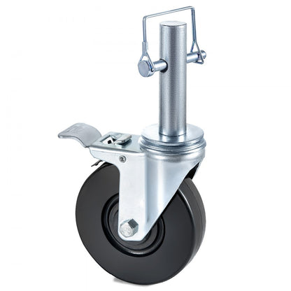 010374936492 - 5'' Heavy-Duty Rubber Scaffolding Wheels with Locking Casters