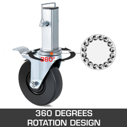 010776400742 - 4-Pack 5-Inch Heavy Duty Swivel Casters with 440lbs Capacity