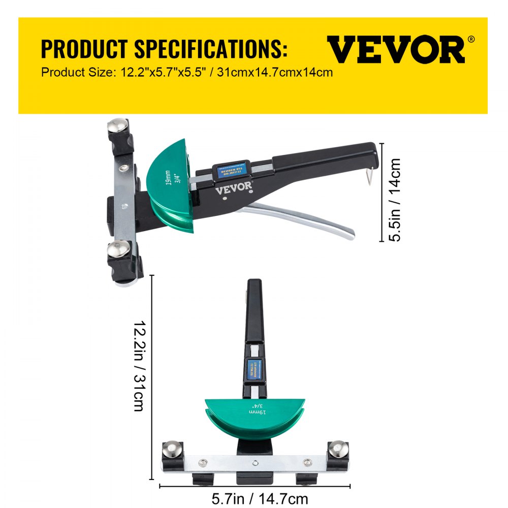 CT-999RF - VEVOR 90° Copper Pipe Bender with Carrying Case & 7 Dies