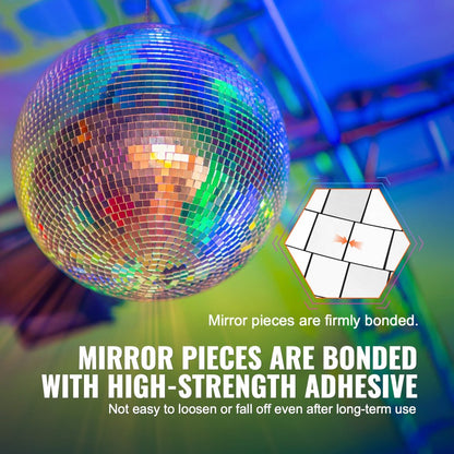 BJY-BLQ30 - 12-Inch Silver Mirror Disco Ball with Hanging Ring