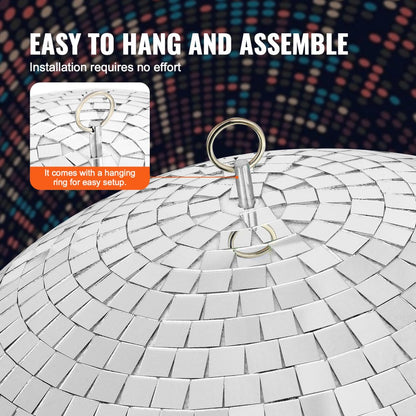 BJY-BLQ30 - 12-Inch Silver Mirror Disco Ball with Hanging Ring