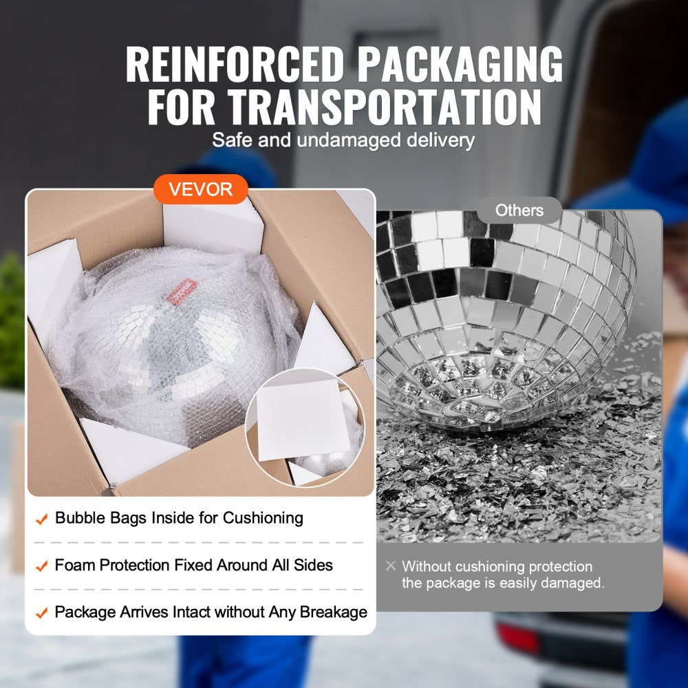 BJY-BLQ30 - 12-Inch Silver Mirror Disco Ball with Hanging Ring