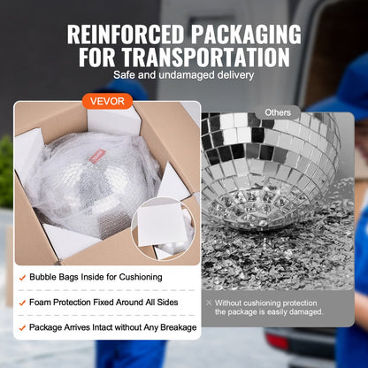 BJY-BLQ40 - 16" Silver Mirror Disco Ball for Vibrant Party Lighting