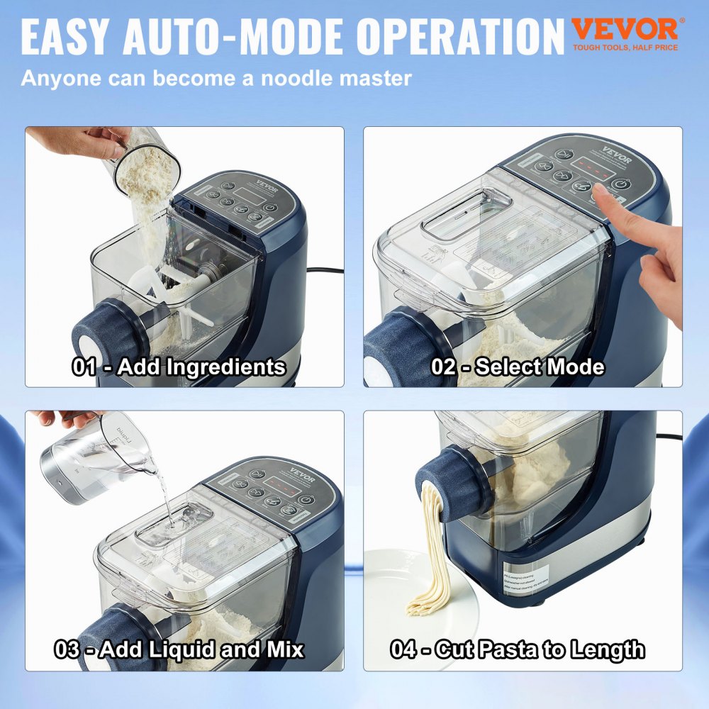 MT-2117 - 150W VEVOR Pasta Maker with 8 Shapes and 500g Capacity