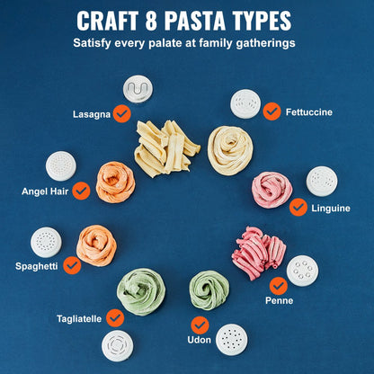 MT-2117 - Automatic 500g Electric Pasta Maker with 8 Shapes and Recipes