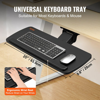 PE-KB01 - Adjustable Height Keyboard Tray with 7.5" Rise & Tilt Features