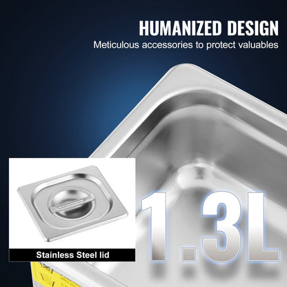 010757449118 - Compact 1.3L VEVOR Ultrasonic Cleaner for Jewelry & Tools