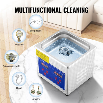 010676751588 - Powerful 1.3L VEVOR Ultrasonic Cleaner for Effortless Cleaning