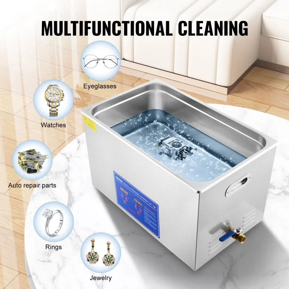 010569648062 - 30L VEVOR Ultrasonic Cleaner, 600W with Digital Controls