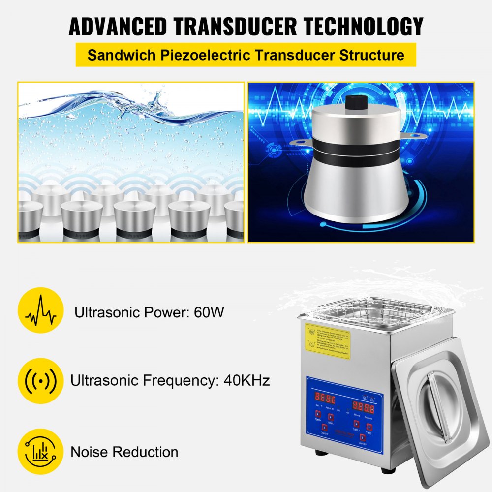 010236082722 - 2L 304 Stainless Steel Ultrasonic Cleaner for Jewelry & Tools