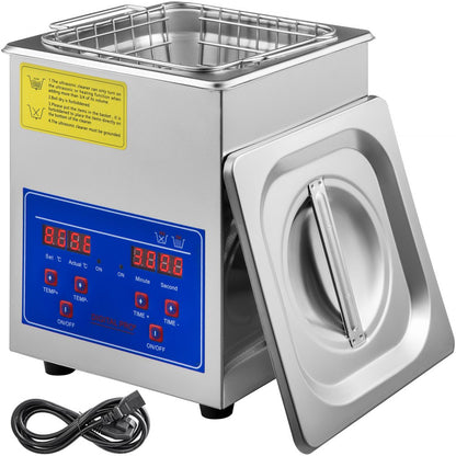 010644428067 - 2L Stainless Steel Ultrasonic Cleaner with Timer and 40kHz Waves