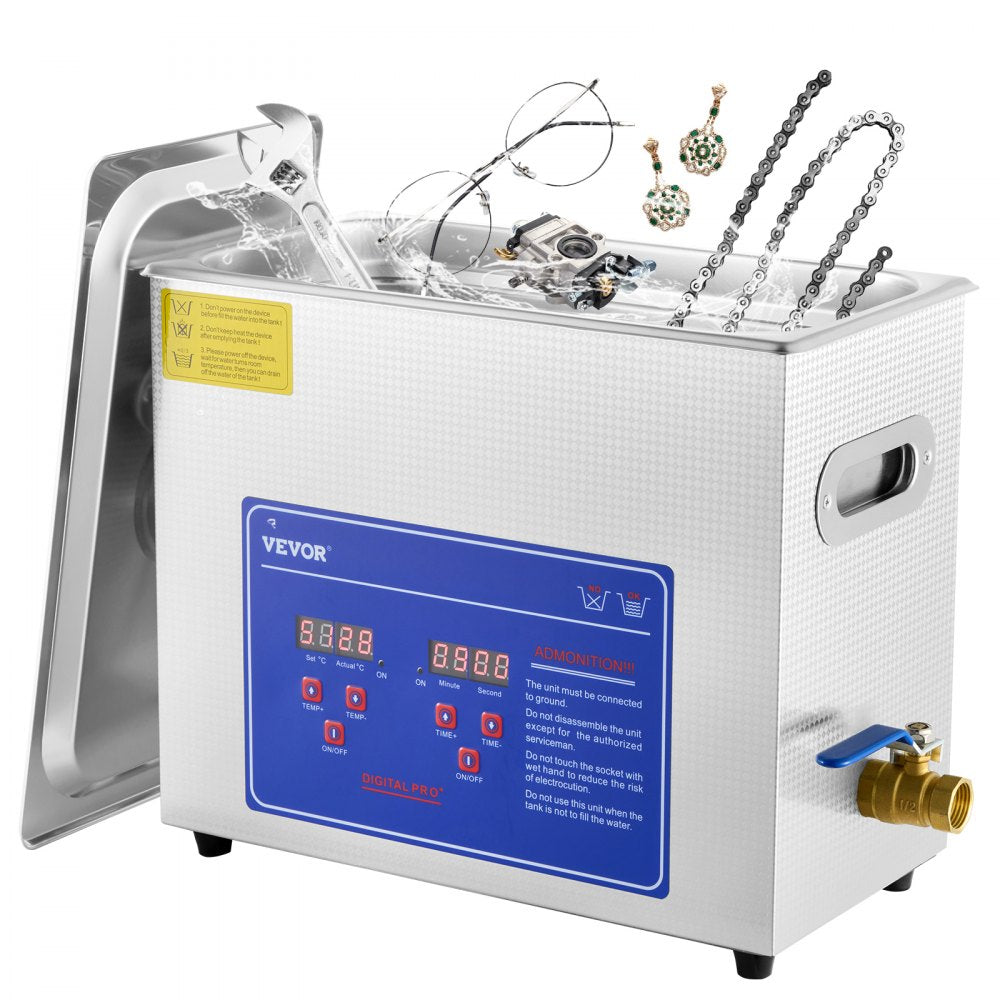 010973886268 - 6L VEVOR Ultrasonic Cleaner with Heater & Timer