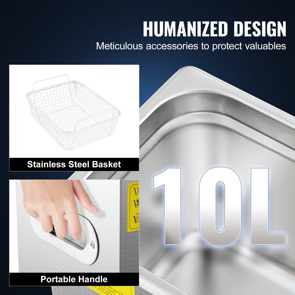 010392924762 - 10L VEVOR Ultrasonic Cleaner with 240W Power