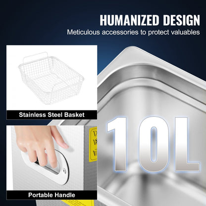 010392924762 - 10L VEVOR Ultrasonic Cleaner with 240W Power