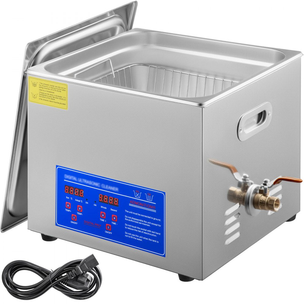 010799607111 - 15L Stainless Steel Ultrasonic Cleaner with Heating & Timer