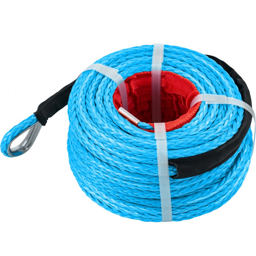 010564610137 - 100ft Synthetic Braided Winch Rope with Stainless Steel Loop