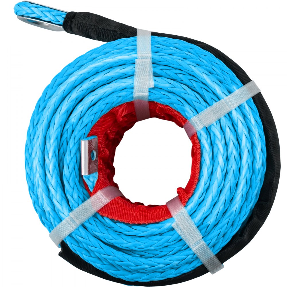 010564610137 - 100ft Synthetic Braided Winch Rope with Stainless Steel Loop