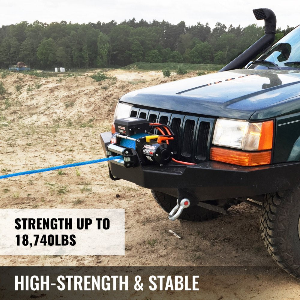 010564610137 - 100ft Synthetic Braided Winch Rope with Stainless Steel Loop