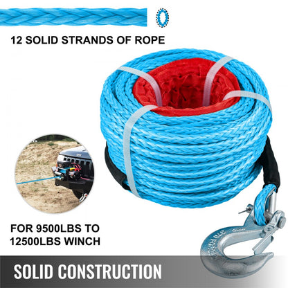 010564610137 - 100ft Synthetic Braided Winch Rope with Stainless Steel Loop