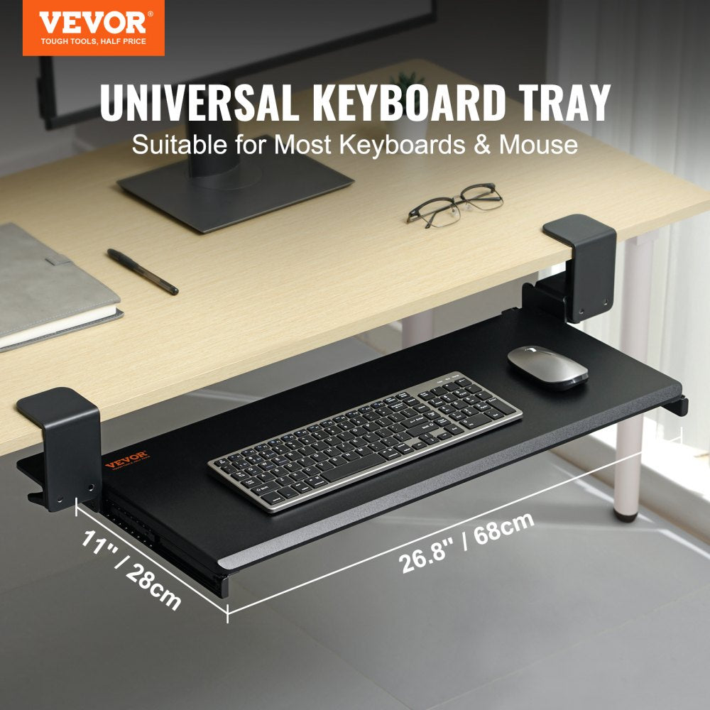VM-KB19 - Ergonomic 26.8x11” Keyboard Tray for Under Desk Storage