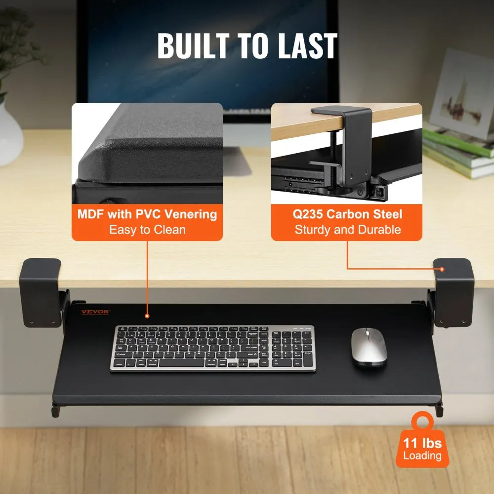 VM-KB19 - Ergonomic 26.8x11” Keyboard Tray for Under Desk Storage