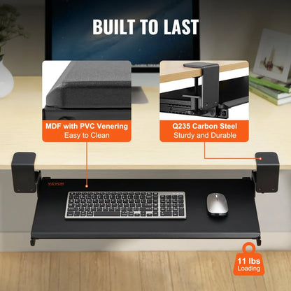 VM-KB19 - Ergonomic 26.8x11” Keyboard Tray for Under Desk Storage