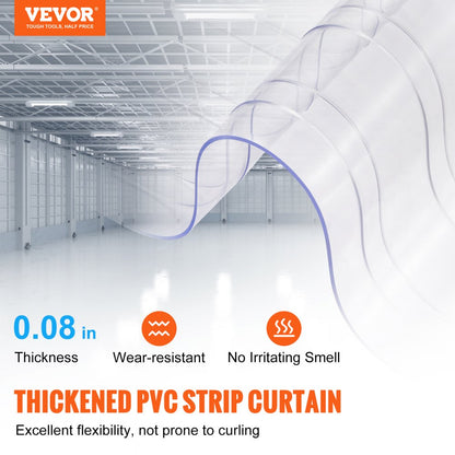 HMV0 - Customizable 9.8 ft Clear PVC Strip Curtain with Utility Knife