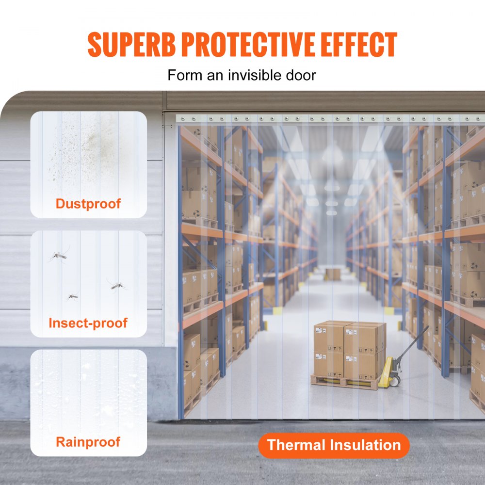 55V0 - Durable Clear PVC Strip Curtain for Insulation and Temperature Control