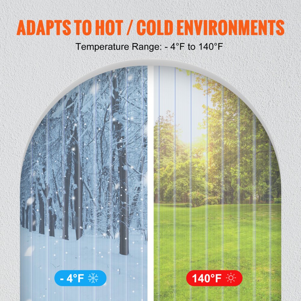 TTV0 - Durable Clear PVC Strip Curtain for Doorways, -4°F to 140°F