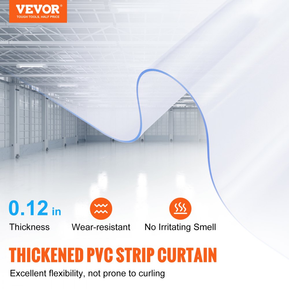 S0V0 - Customizable 9.8ft Clear PVC Strip Curtain for Easy Installation
