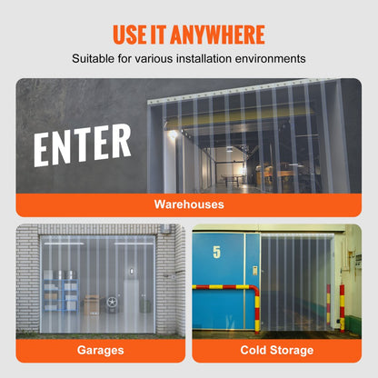 S0V0 - Customizable 9.8ft Clear PVC Strip Curtain for Easy Installation