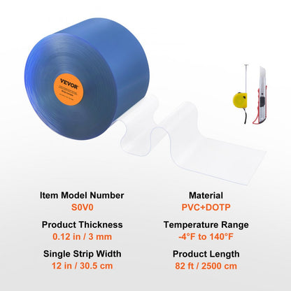 S0V0 - Customizable 9.8ft Clear PVC Strip Curtain for Easy Installation