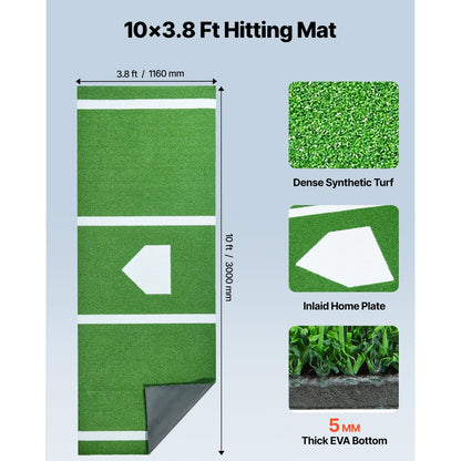 GPB1038 - 10' x 3.8' VEVOR Batting Mat for Baseball & Softball Training
