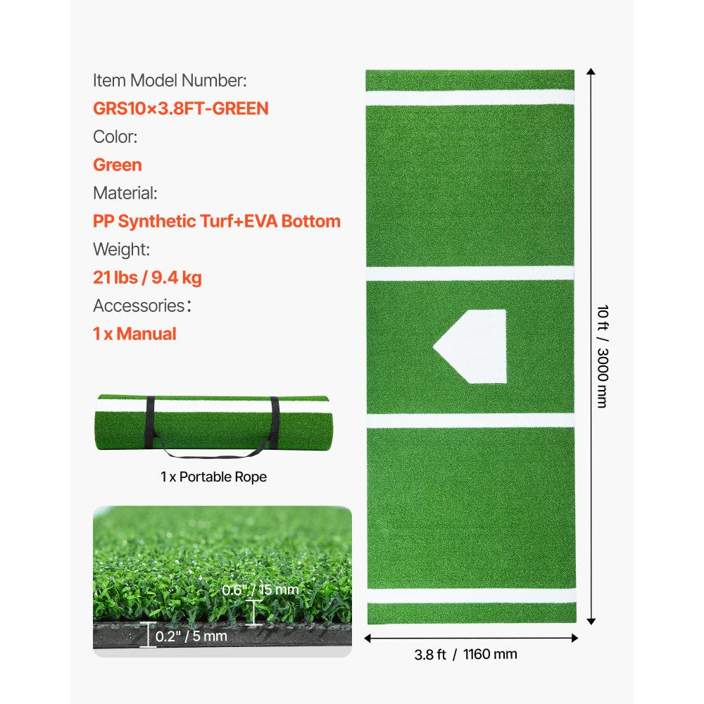 GPB1038 - 10' x 3.8' VEVOR Batting Mat for Baseball & Softball Training