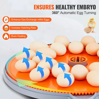 N-24 - Smart 24-Egg Incubator with Automatic Turning and Dual Power Supply