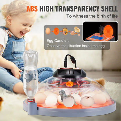N-24 - Smart 24-Egg Incubator with Automatic Turning and Dual Power Supply