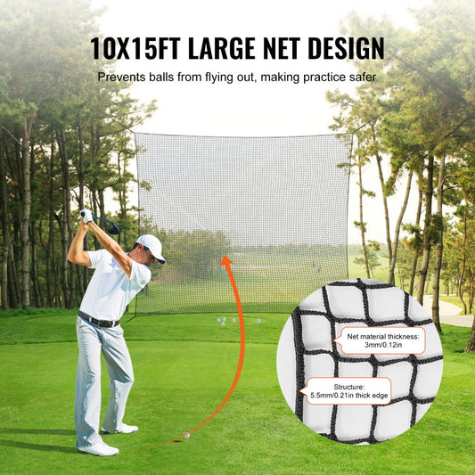 PDYGF005 - Durable 10x15ft Golf Practice Net for Indoor/Outdoor Use