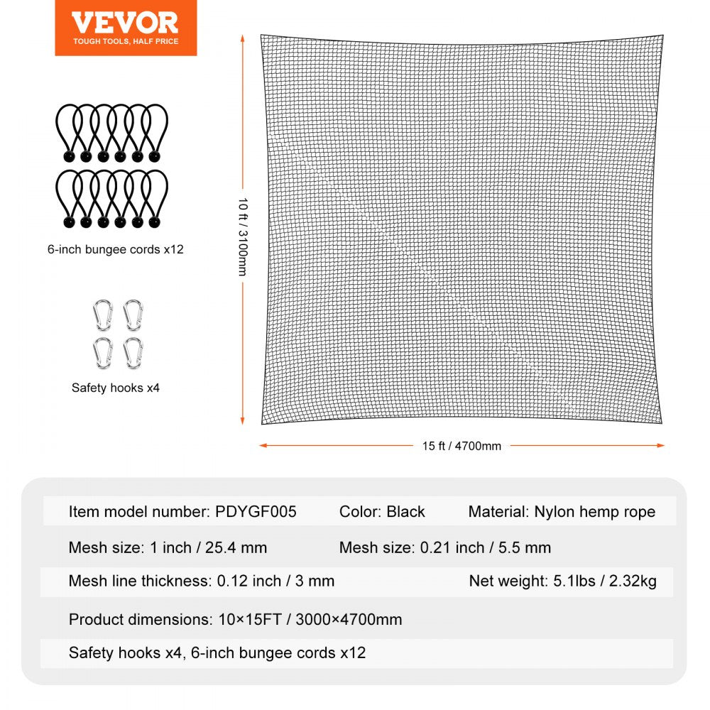 PDYGF005 - Durable 10x15ft Golf Practice Net for Indoor/Outdoor Use