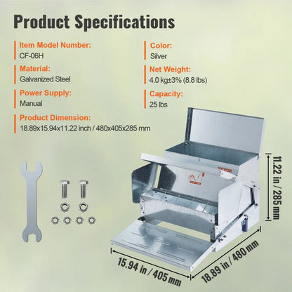 CF-06H - Durable Galvanized Steel Chicken Feeder for 10 Chickens, 25 lbs Capacity
