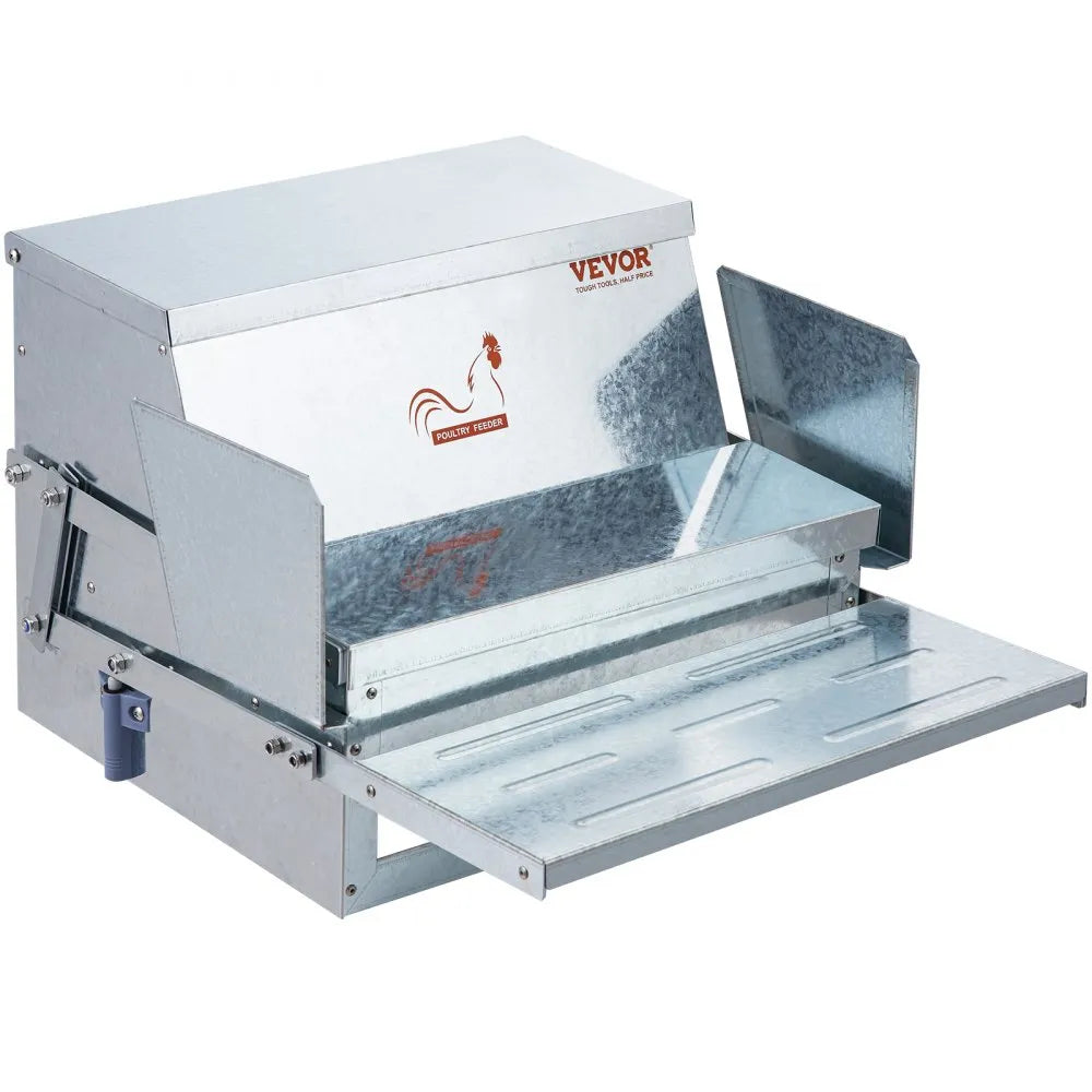 CF-06H - Durable Galvanized Steel Chicken Feeder for 10 Chickens, 25 lbs Capacity