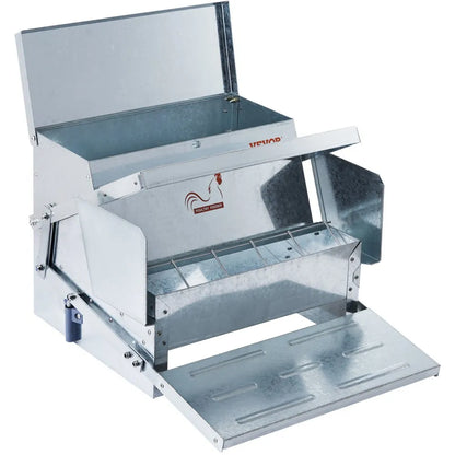CF-06H - Durable Galvanized Steel Chicken Feeder for 10 Chickens, 25 lbs Capacity