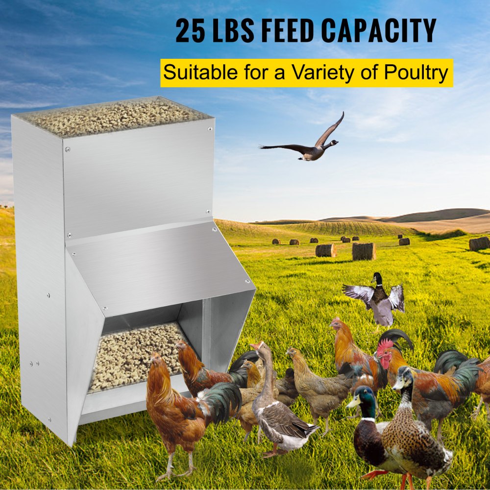 010242001571 - 25lbs Galvanized Poultry Feeder for Chickens & Ducks