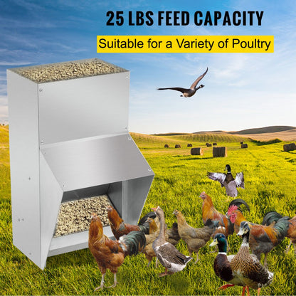 010242001571 - 25lbs Galvanized Poultry Feeder for Chickens & Ducks