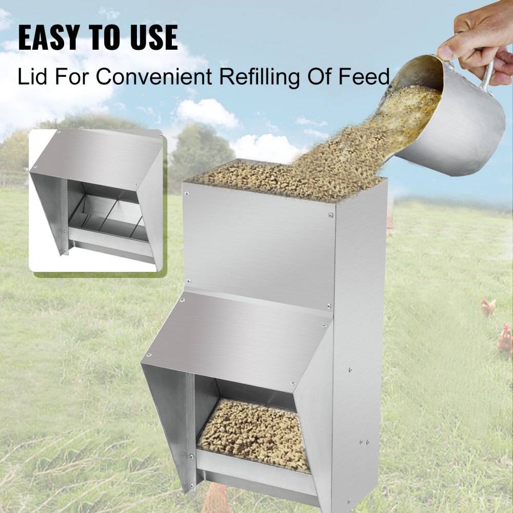 010242001571 - 25lbs Galvanized Poultry Feeder for Chickens & Ducks