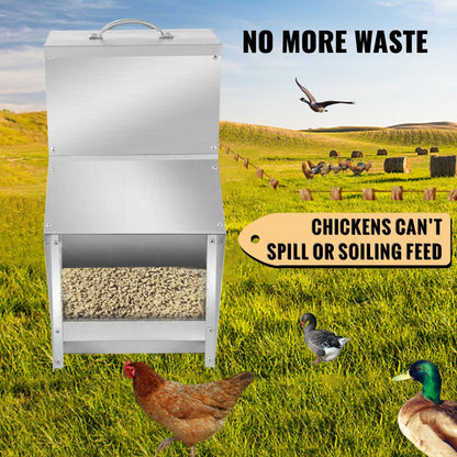 010242001571 - 25lbs Galvanized Poultry Feeder for Chickens & Ducks