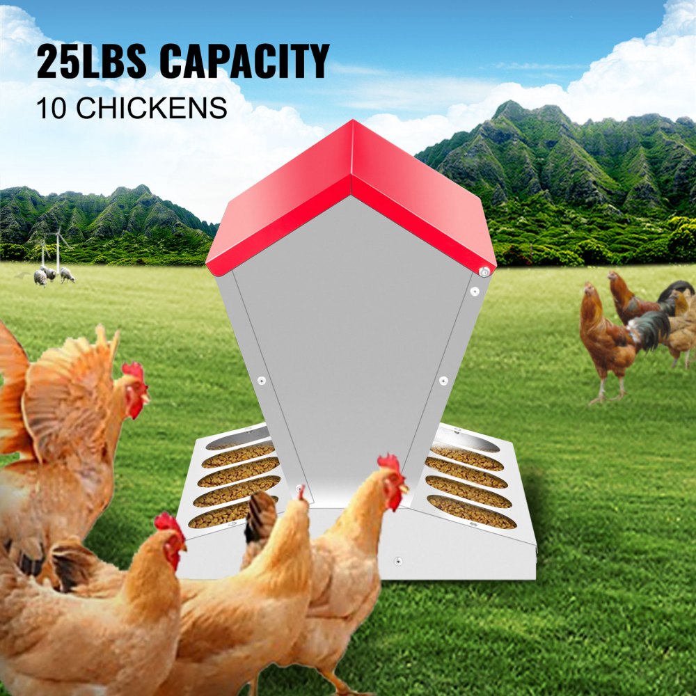 010157826611 - Durable Galvanized Poultry Feeder for Chickens, Ducks & Geese