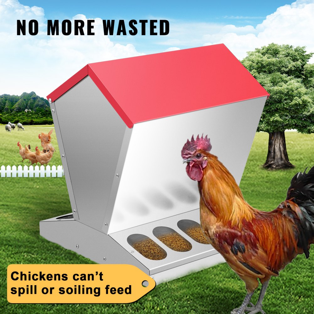 010157826611 - Durable Galvanized Poultry Feeder for Chickens, Ducks & Geese